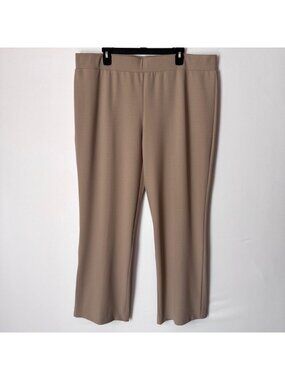 Ming Wang Women Pull-On Beige Taupe Straight Leg Pants Size XL